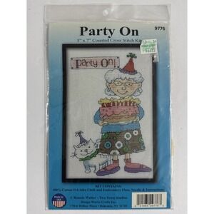 Cross Stitch Kit Design Works Grandmother w/Birthday Cake Party On! #DW9776 14ct